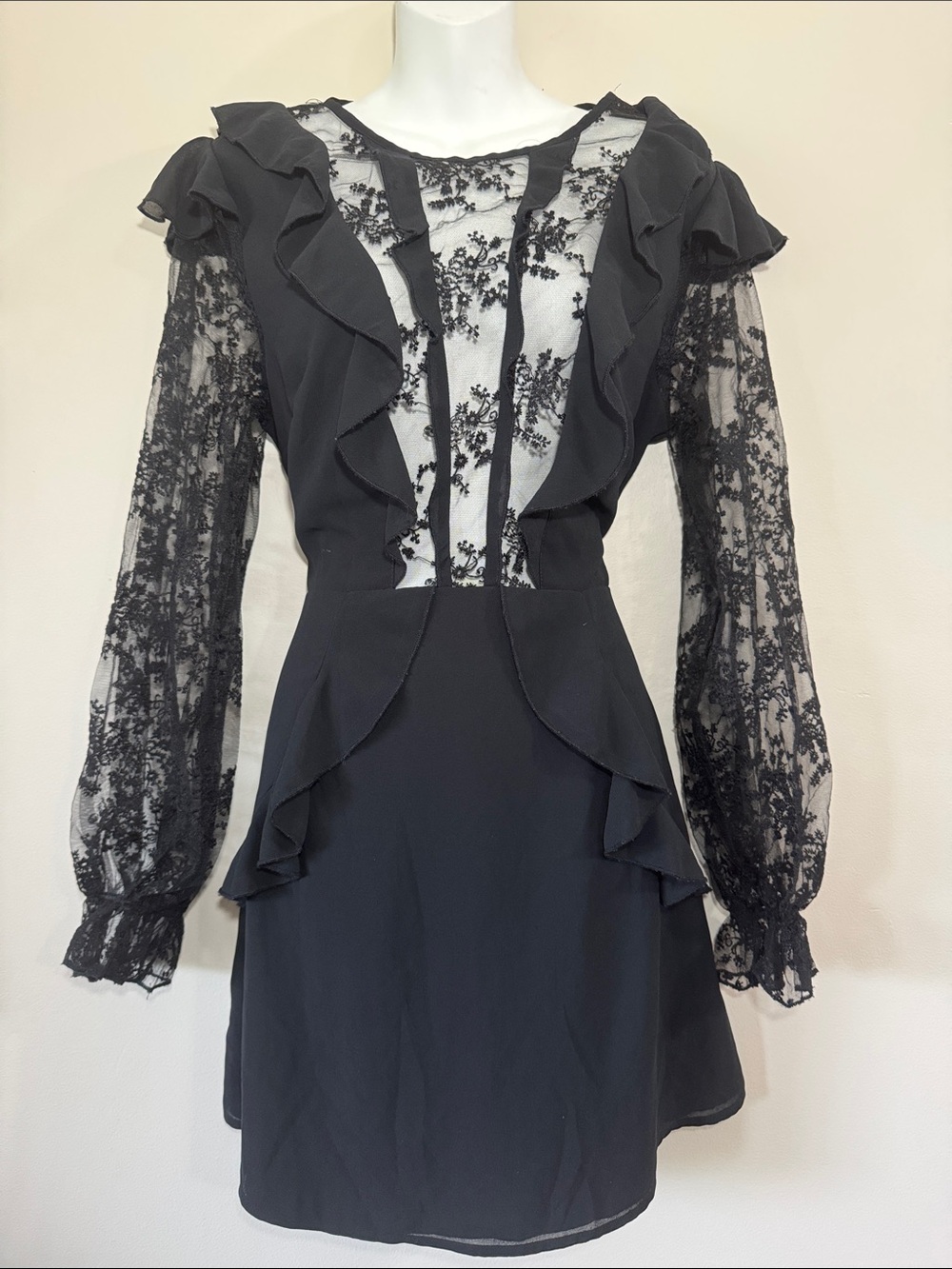 Princess Polly “Sourcerers Apprentice" Black Lace Ruffle Mini Dress